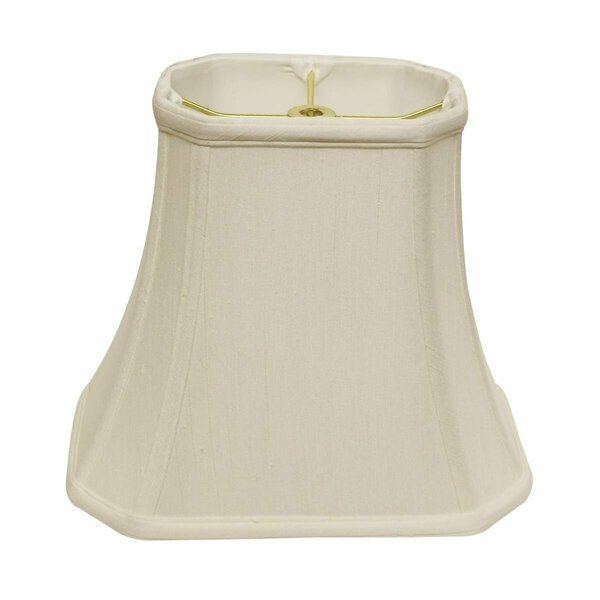 Homeroots 14 in. White Slanted Rectange Bell Monay Shantung Lampshade 469695